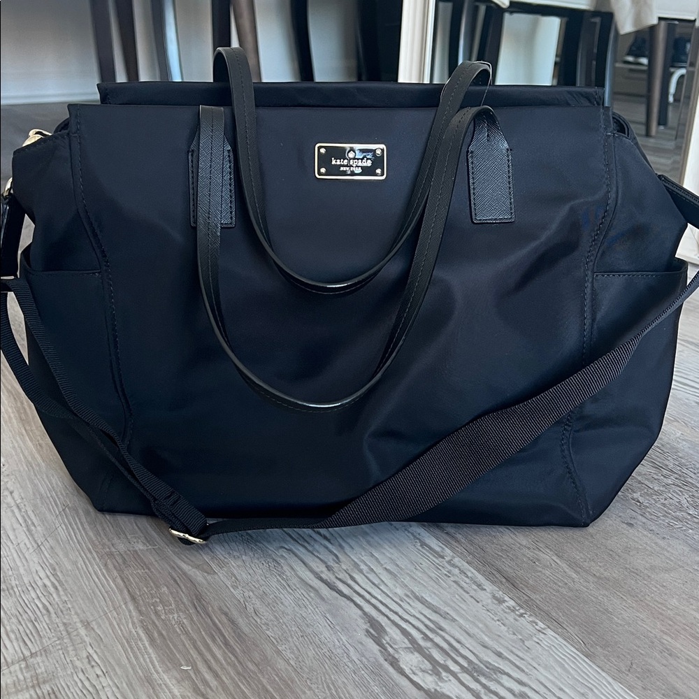 New Kate Spade Classic Black Nylon Tote Diaper Bag Large